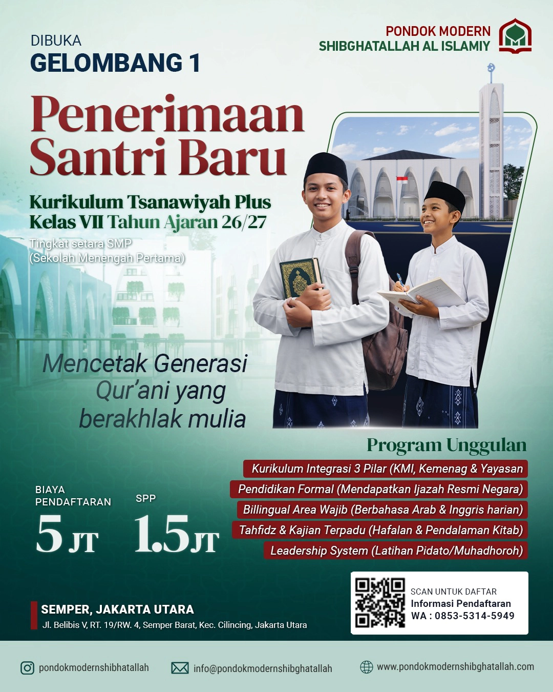 Poster Pendaftaran Santri Baru Pondok Modern Shibghatallah